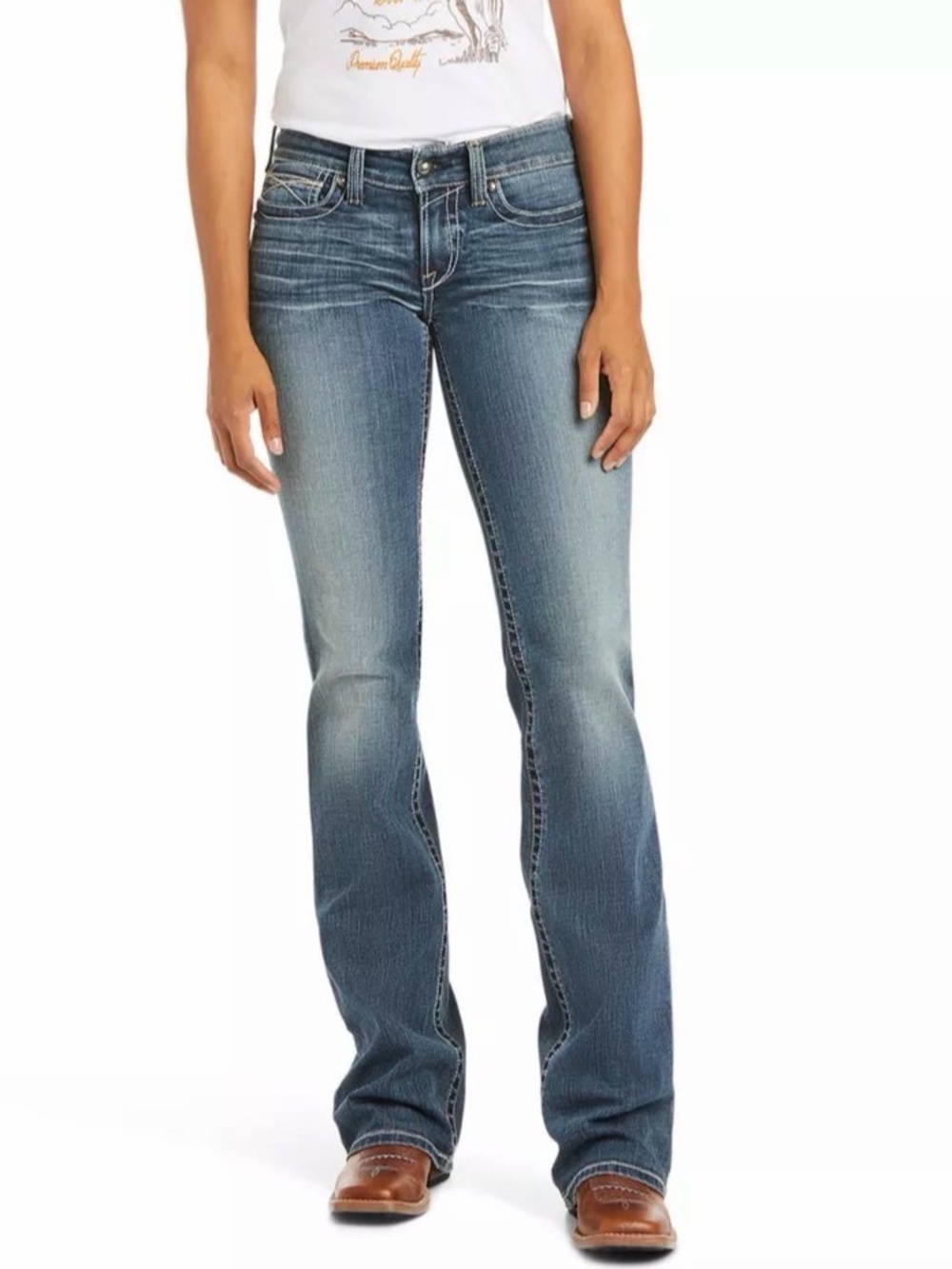 Ariat REAL Mid Rise Boot Jeans Western Cowgirl Work Chore 29 Short 29S Bootcut